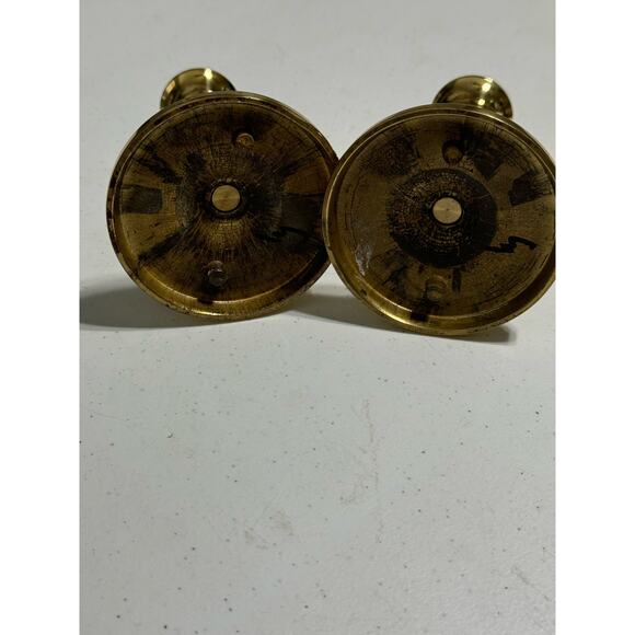 Vintage Heavy Brass 5" Candlesticks Tapers Set/ 2 - Picture 3 of 6